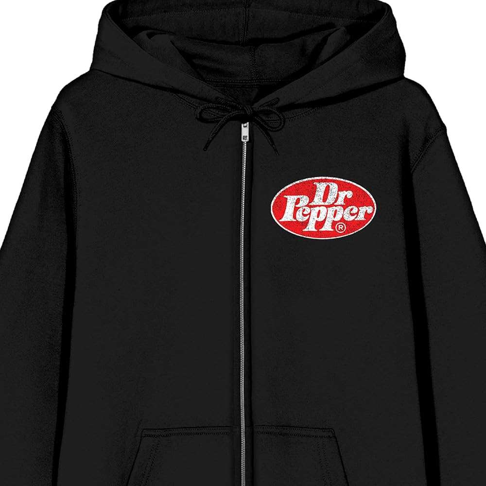 Bioworld Dr. Pepper Kanji Logo Men's Black Zip-Up Hoodie-S at