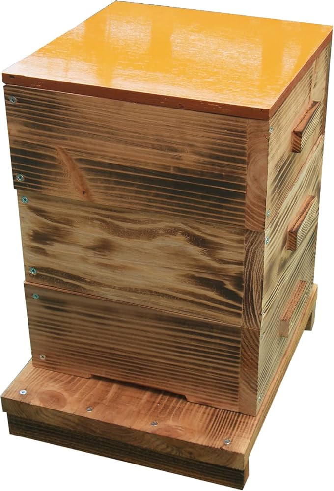 Amazon.co.jp: 日本蜜蜂 ミツバチ 巣箱 日本みつばち 重箱式巣箱 3段