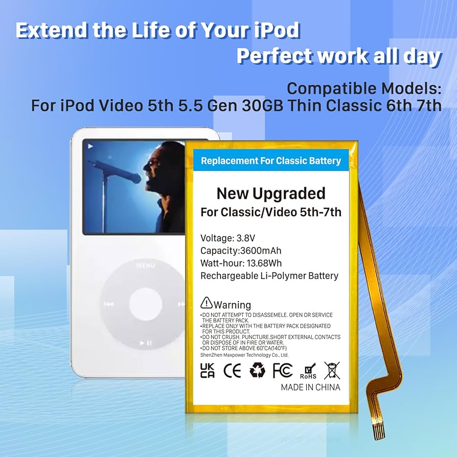 Amazon.com: KOOAQQ Replacement Battery for iPod Classic/Video Thin