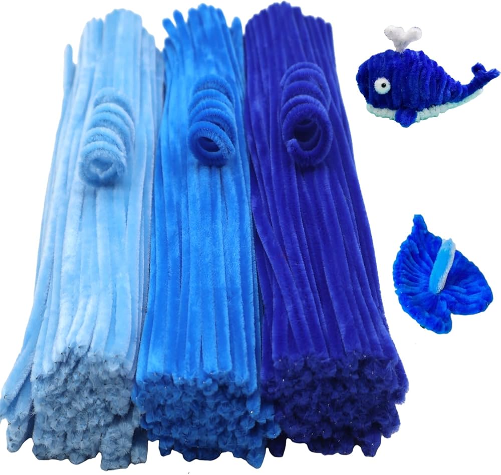 Swpohrat 300 Pieces Shades of Blue Pipe Cleaner Craft Set 3