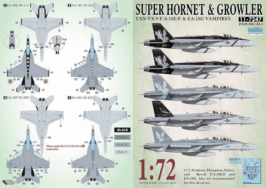 Amazon | DXMデカール 11-7247 1/72 アメリカ海軍 F/A-18E/F & EA-18G