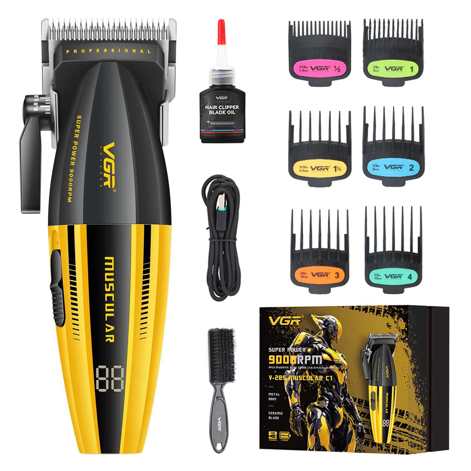 VGR 285 Fresh Fade Hair Clippers for Men, 9000RPM Professional