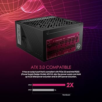 MSI PSU MPG A850G PCIE5 850W 80 PLUS GOLD ACTIVE PFC FULL MODULAR