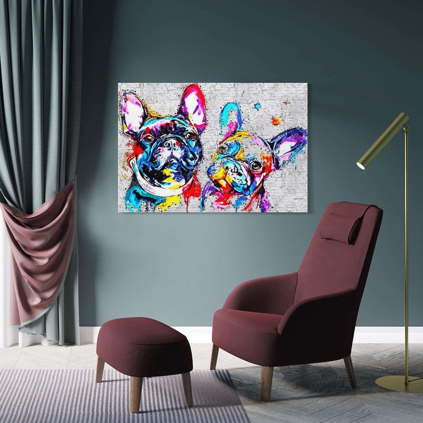 Amazon.co.jp: カラフルなフレンチブルドッグポスター ホーム装飾