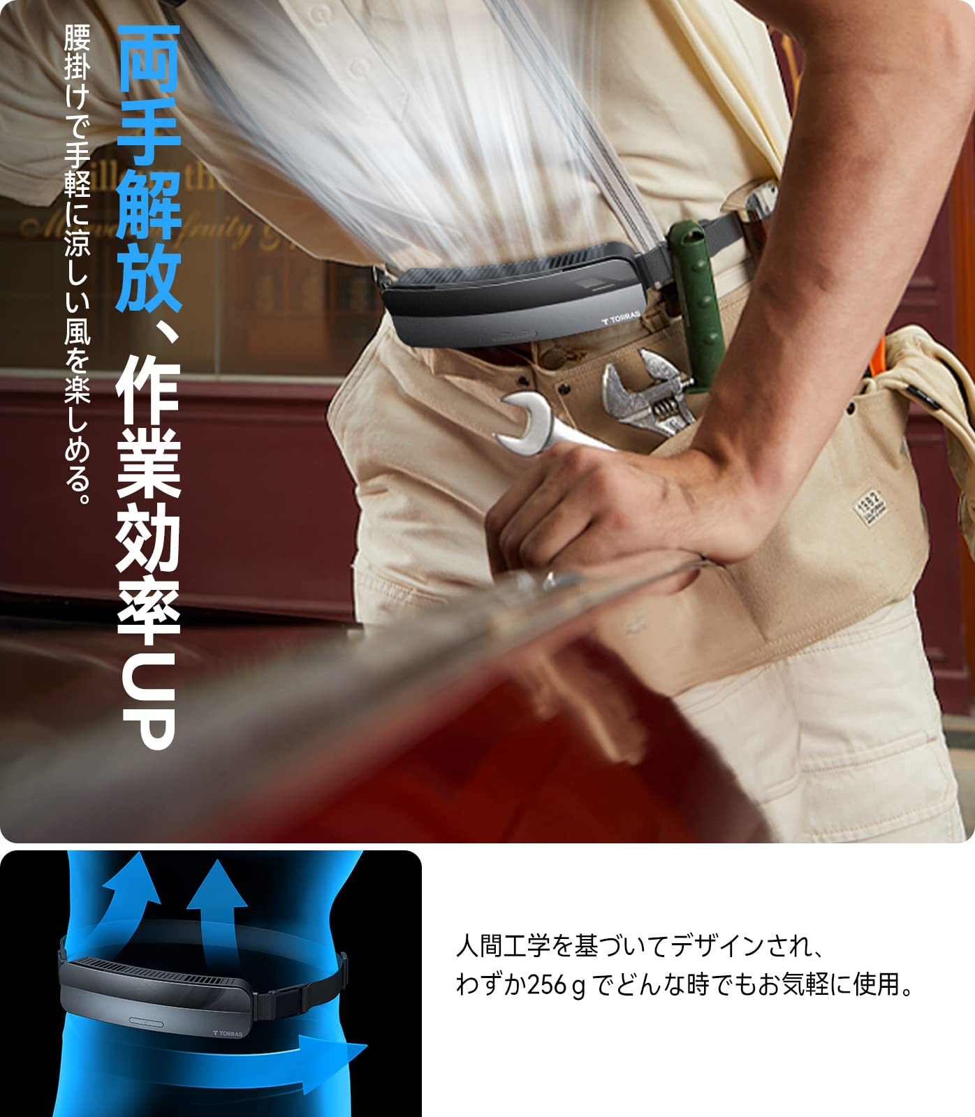 Amazon | TORRAS 腰掛け扇風機 ベルトファン【接触冷感 服中可用】携帯
