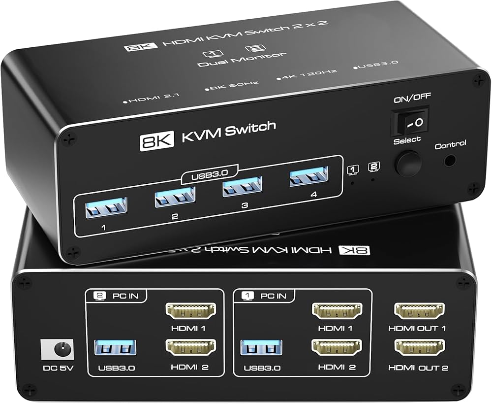 Amazon.co.jp: 【8K 2画面 同時出力】HDMI KVM 切替器 SW621 4K 144Hz