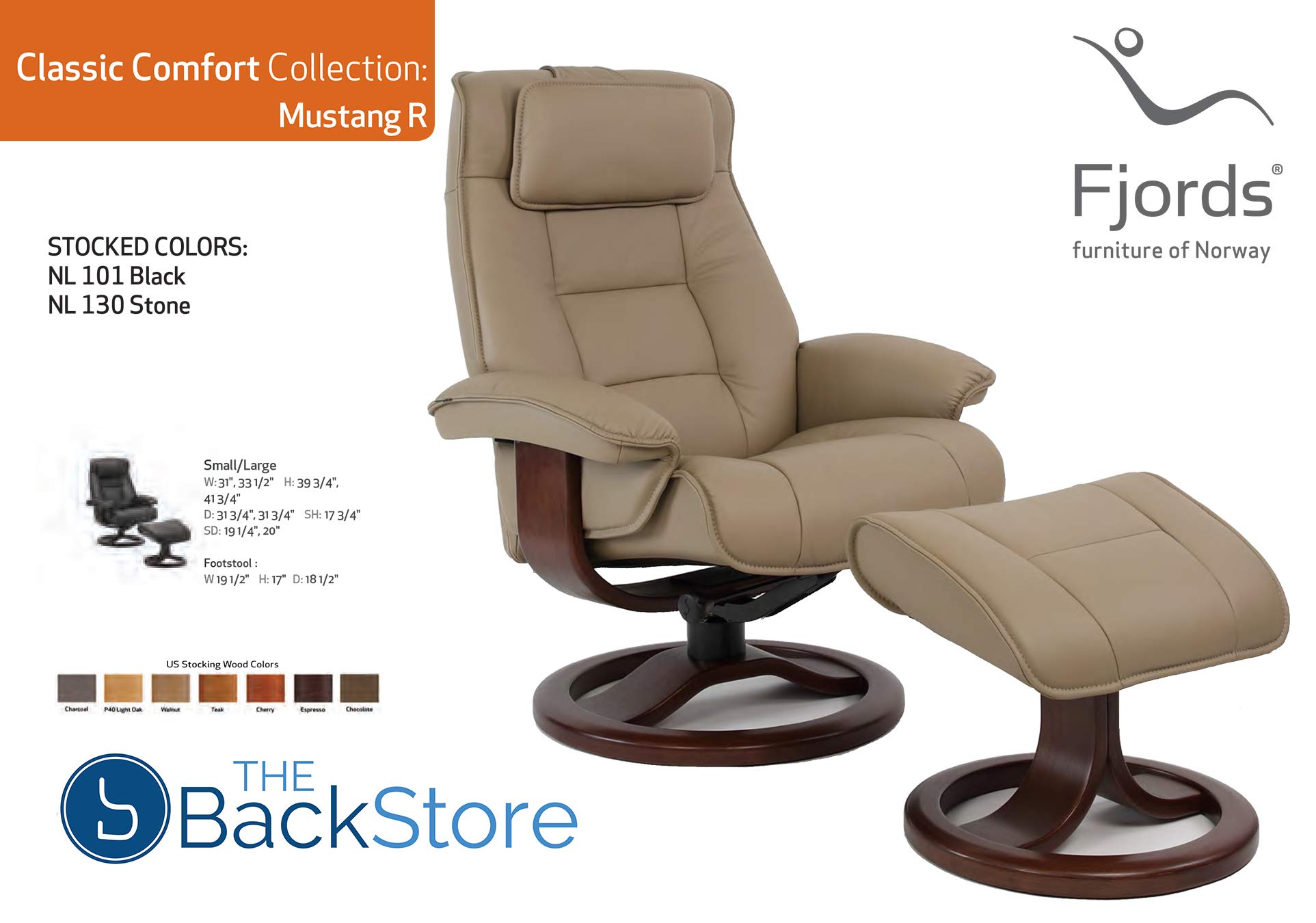 Amazon.com: Fjords Mustang Small Leather Recliner Chair and