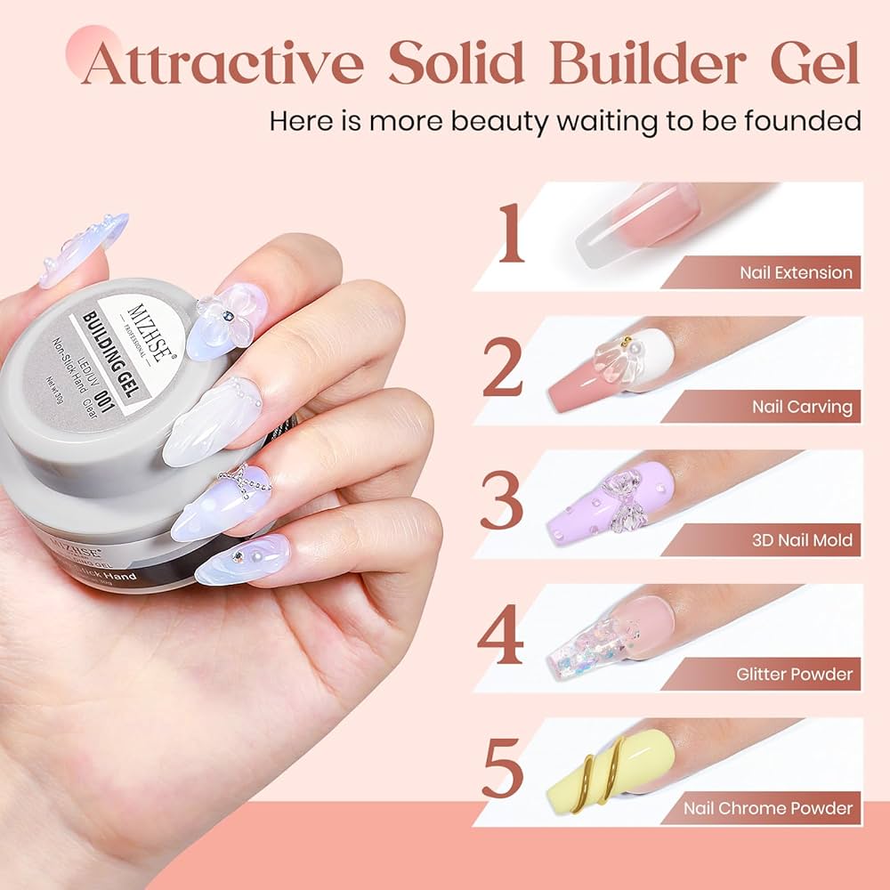 Amazon.com : MIZHSE Clear Solid Builder Gel For Nails, 30g Non