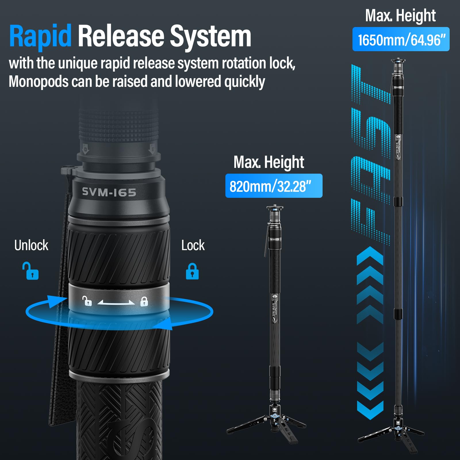 Amazon | SIRUI SVM-165 カメラ用一脚 65インチ カーボンファイバー