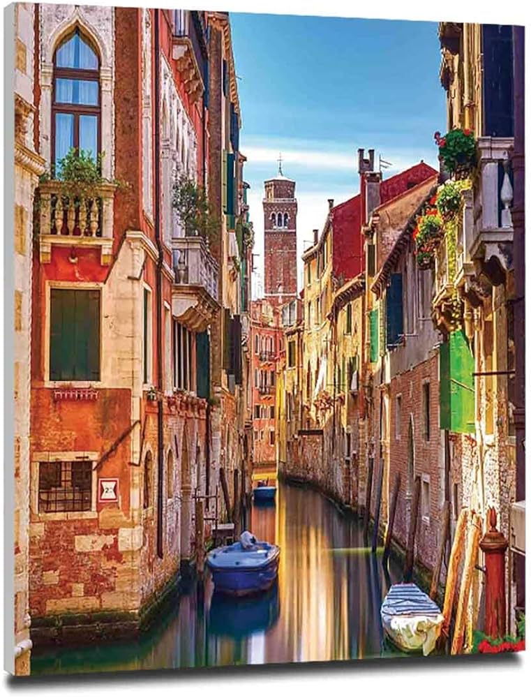 Amazon.co.jp: 都市の景観 アート絵画 風景画 40x50cm 木製パネル付 絵