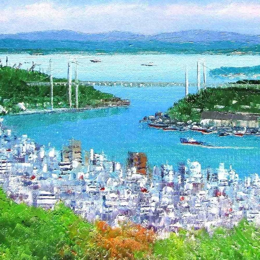 Amazon.co.jp: 小林幸三 尾道 F4号 油彩画 油絵 風景画 瀬戸内海 大橋