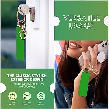 Xiso Ver Green Leather Keychain Universal Key Fob Keychain Leather