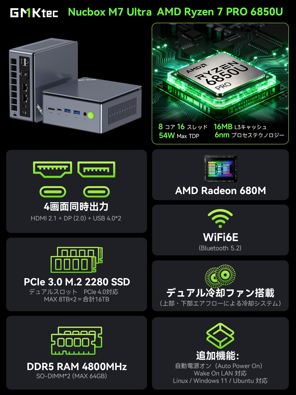 Amazon.co.jp: 【究極のゲーミング PC】GMKtec ミニPC AMD Ryzen 7 Pro