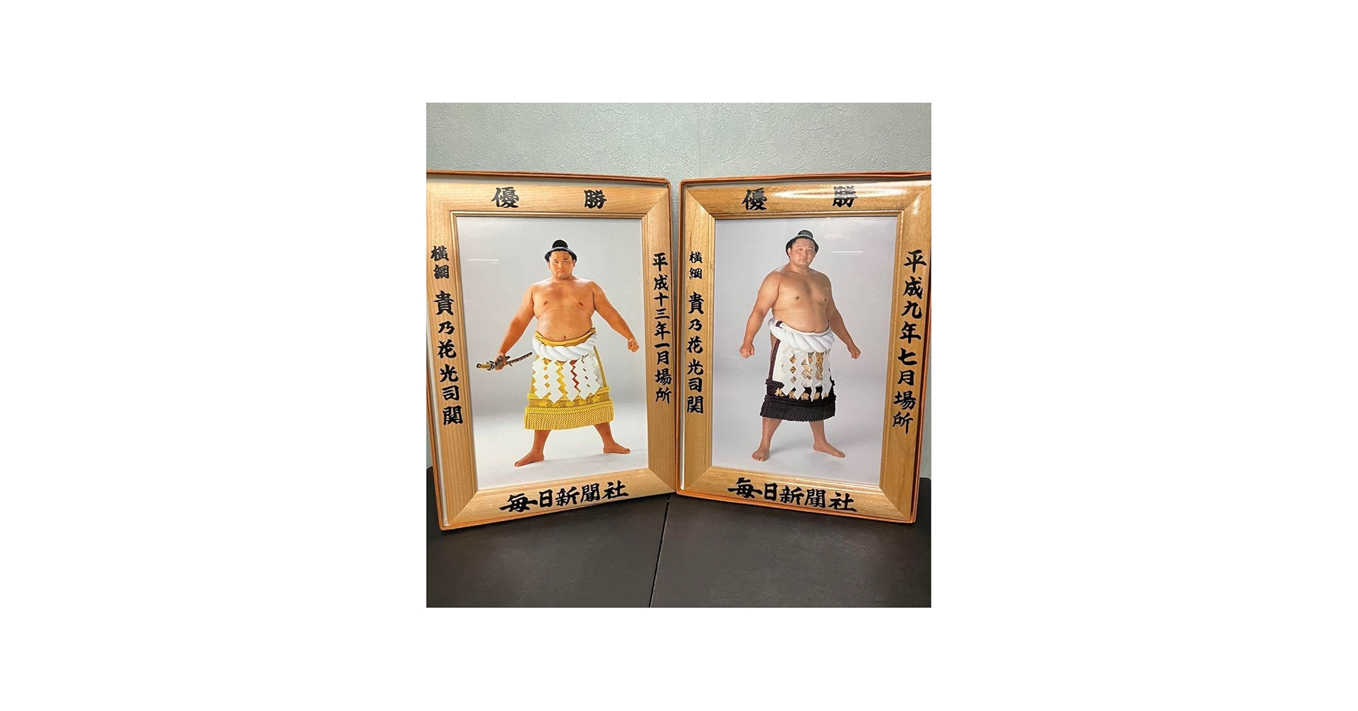 Amazon.co.jp: 大相撲優勝額 ミニチュア版 横綱 貴乃花 2個セット