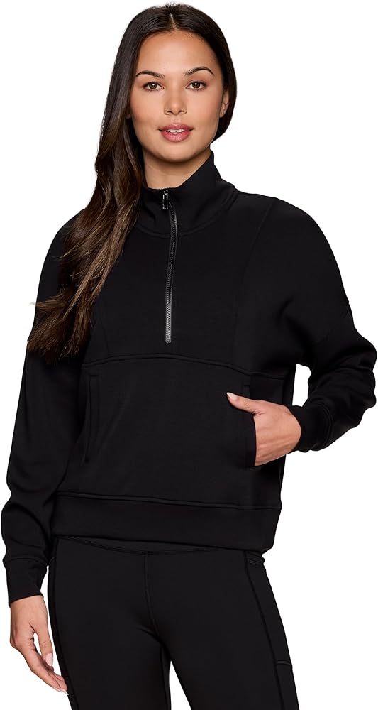 RBX Activewear Luxe Athleisure 1/2 Zip Sweatshirt for Women