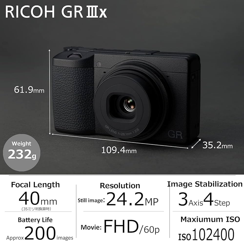 Buy Ricoh GR IIIx, Black, Digital Compact Camera with 24MP APS-C