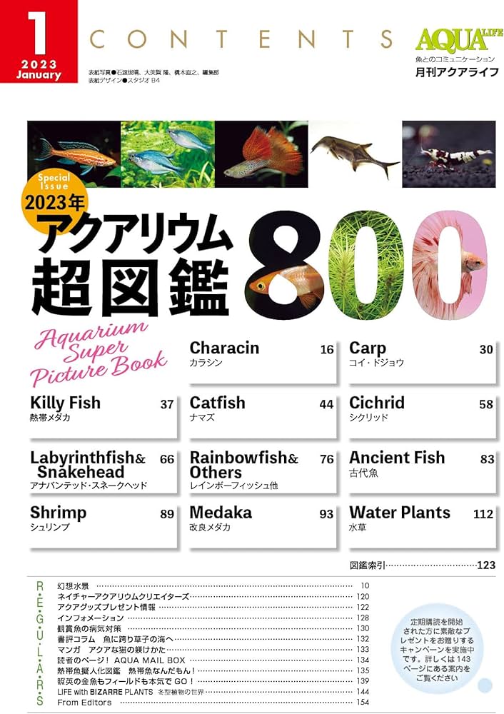 月刊アクアライフ 2023年01月号 2023年アクアリウム超図鑑800 ○特別