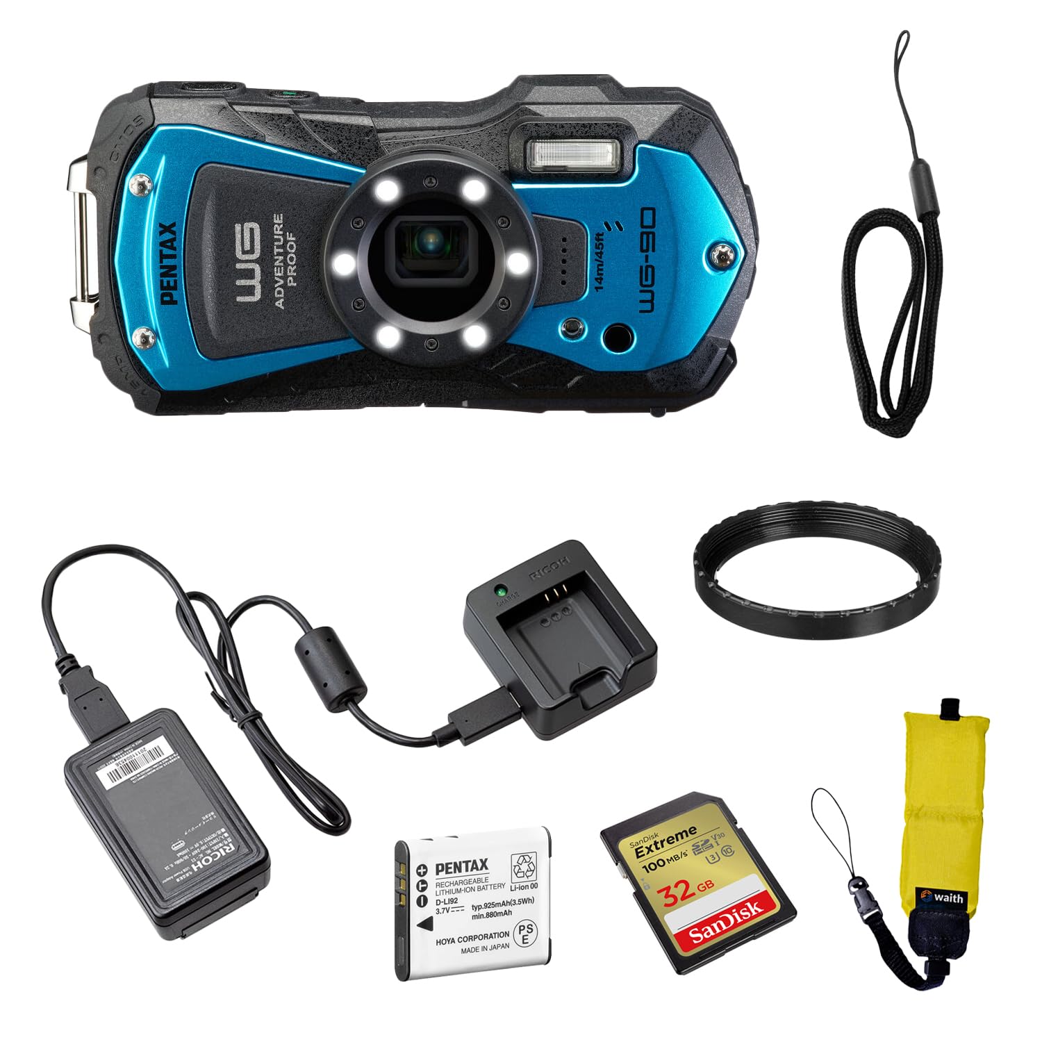 Amazon.com : Pentax WG-90 Waterproof Digital Camera (Blue) | 2.7