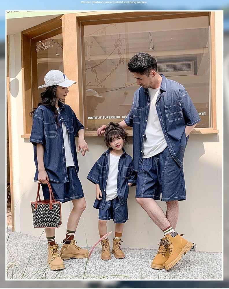 Amazon | [D.IIZOO] 親子ペアルック 夏 デニム 上下セット Tシャツ お