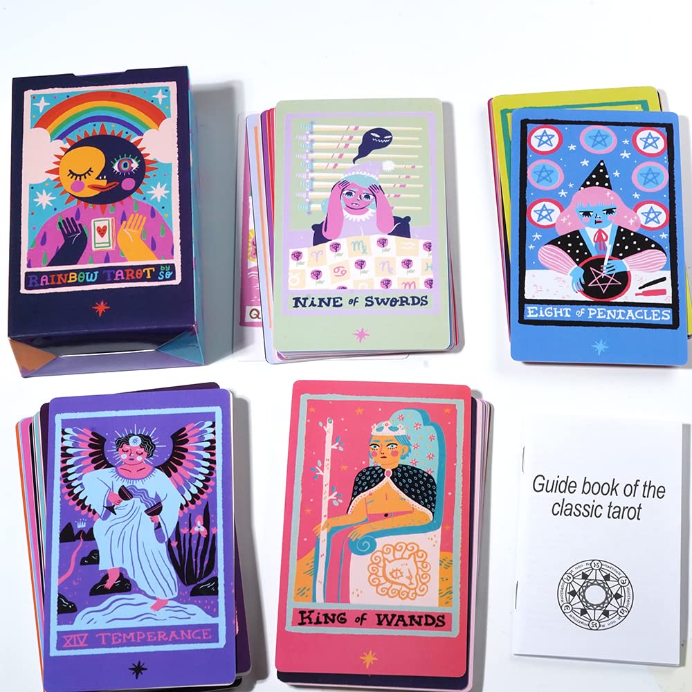 Amazon.co.jp: Atesswy 鮮やかなクィアタロットデッキで虹の色を