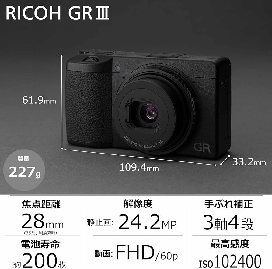 Amazon | RICOH GR III デジタルカメラ 【APS-Cサイズ大型CMOSセンサー