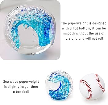 Amazon | KANGMING 手吹きガラス ペーパーウェイト 海の波の彫刻