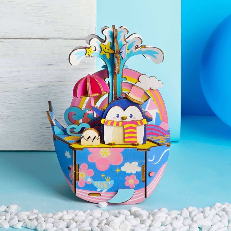 Amazon.com: ROBOTIME DIY Music Box Kit 3D Wooden Puzzle Mechanical