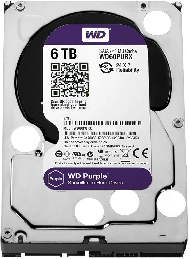 Amazon.com: WD Purple 6TB Surveillance Hard Disk Drive - 5400 RPM
