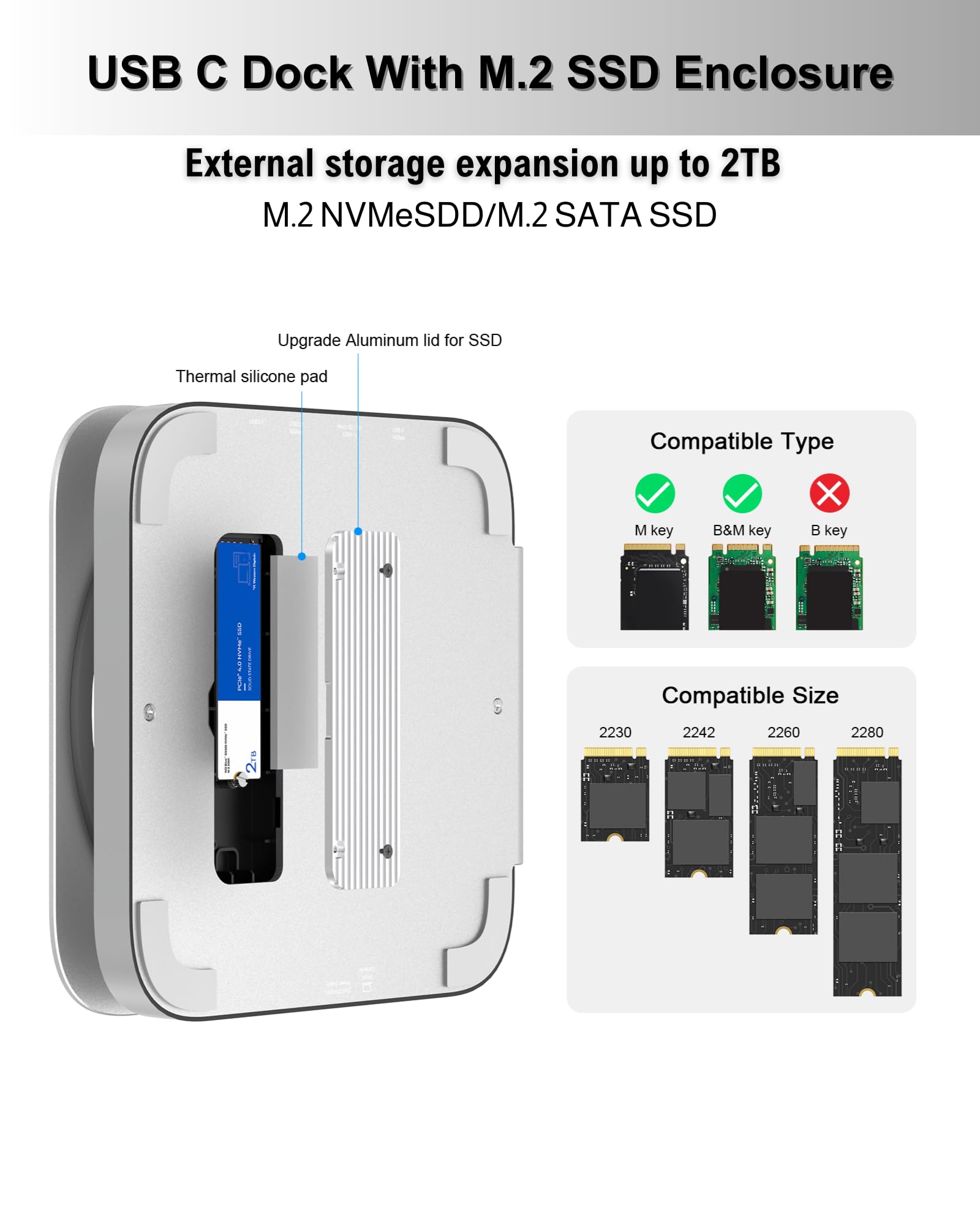 Amazon.com: GEWOKLIY Mac mini Dock and Stand with NVMe/SATA M.2