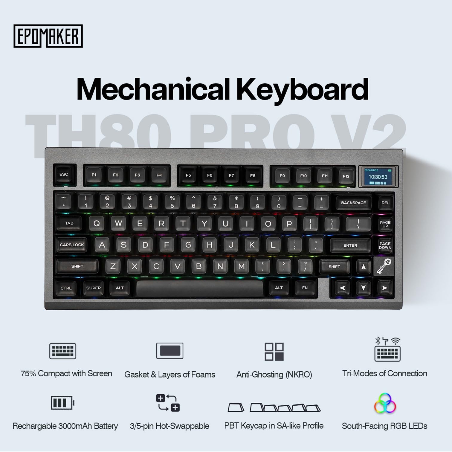 Amazon | EPOMAKER TH80 PRO V2 ワイヤレス ゲーミングキーボード RGB