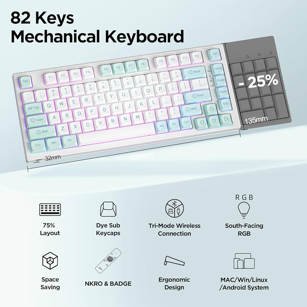 Amazon | YUNZII YZ75 75% ホットスワップ対応ワイヤレスゲーミング