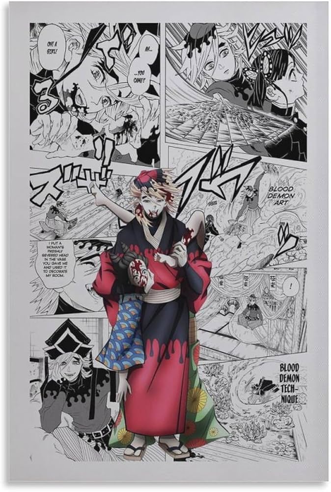 Amazon.co.jp: 鬼滅の刃コミックポスター - 童磨 キャンバス 芸術 壁