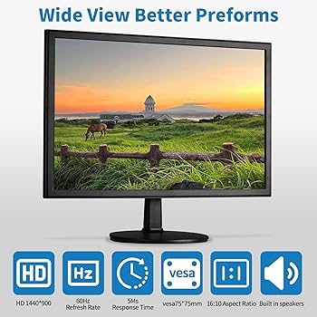 Amazon.co.jp: PC モニター 19インチ スピーカー内蔵 Insykktrkig LED