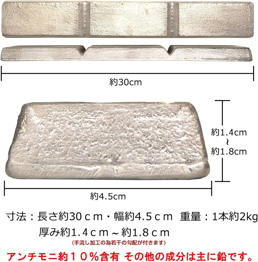 Amazon.co.jp: 硬質鉛地金1本（約2kg） メタルジグに最適な鉛