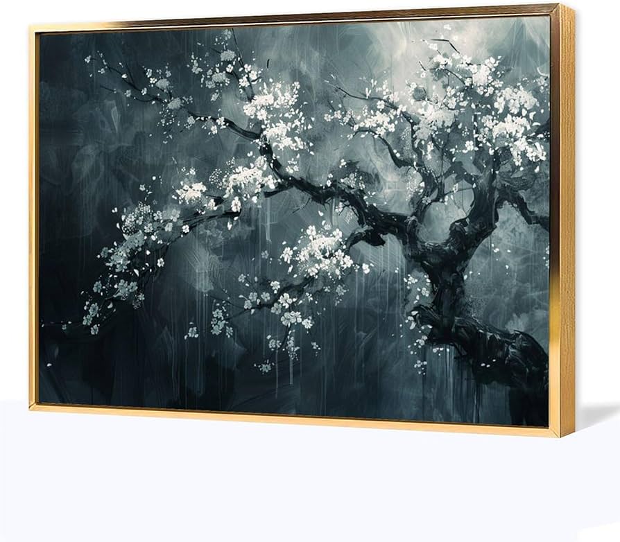 Amazon.co.jp: 絵画 暗い背景に花の咲く木インテリア 絵画 魅力的な花