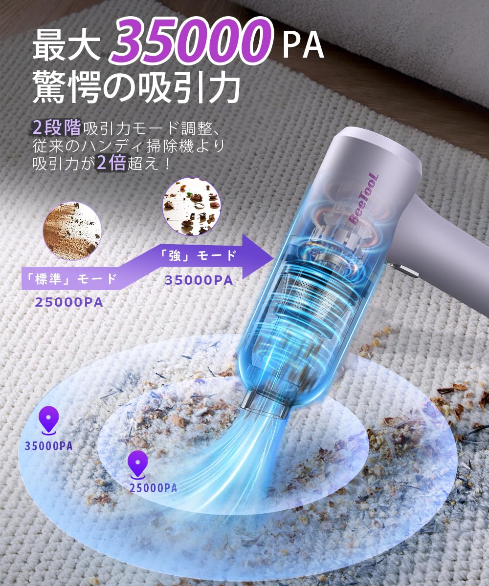 Amazon | ハンディクリーナー 多機能 【2種吸引モード＆ダストセンサー