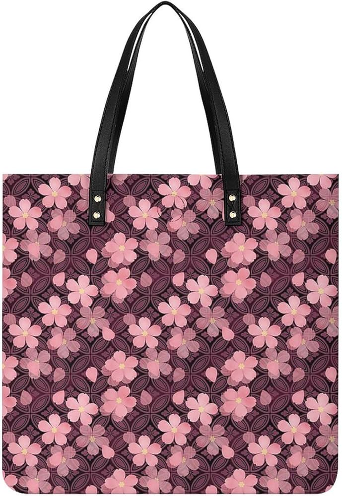 Amazon.co.jp: トートバッグ ピンクの花柄 ハンドバッグ 手提げ 大容量