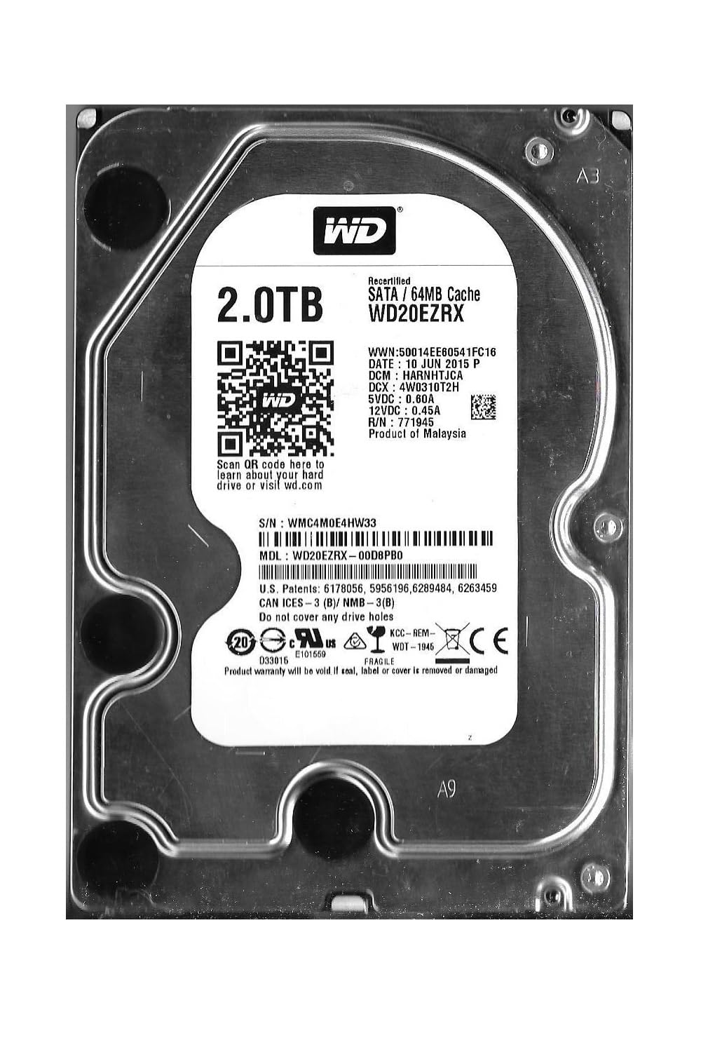 Amazon.com: WD20EZRX Western Digital 2TB 5400RPM SATA 6.0 Gbps 3.5
