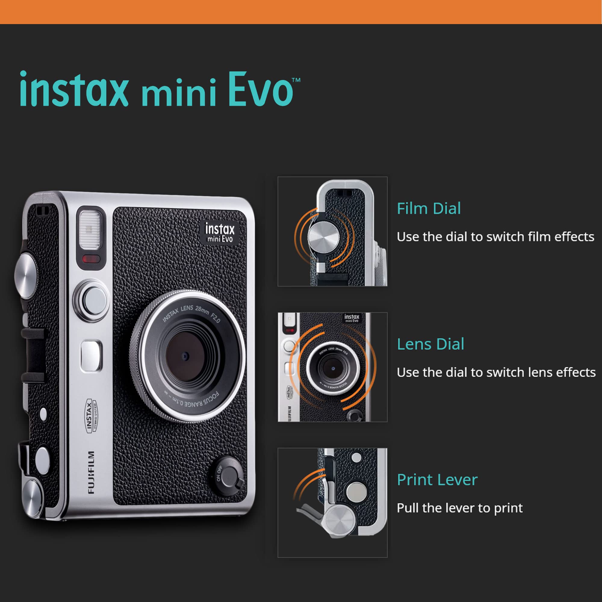 Amazon | Fujifilm Instax Mini EVO ハイブリッドブラックインスタント