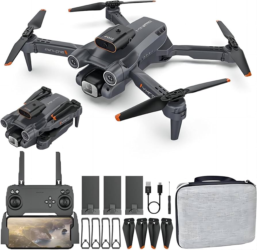 ドローン 720P HDデュアルカメラ収納パック付き 3バッテリ飛行時間36分