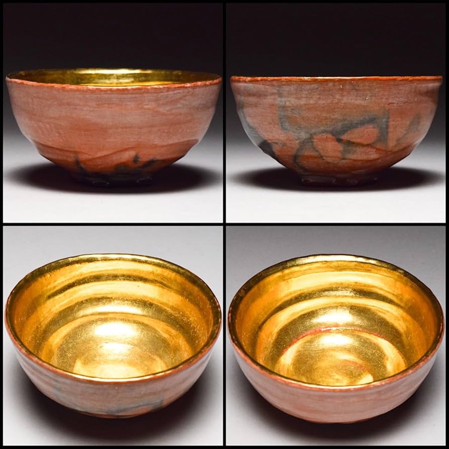 Amazon.co.jp: 佐々木松楽造嶋台茶碗共箱茶道具金銀箔正月初釜【e-148