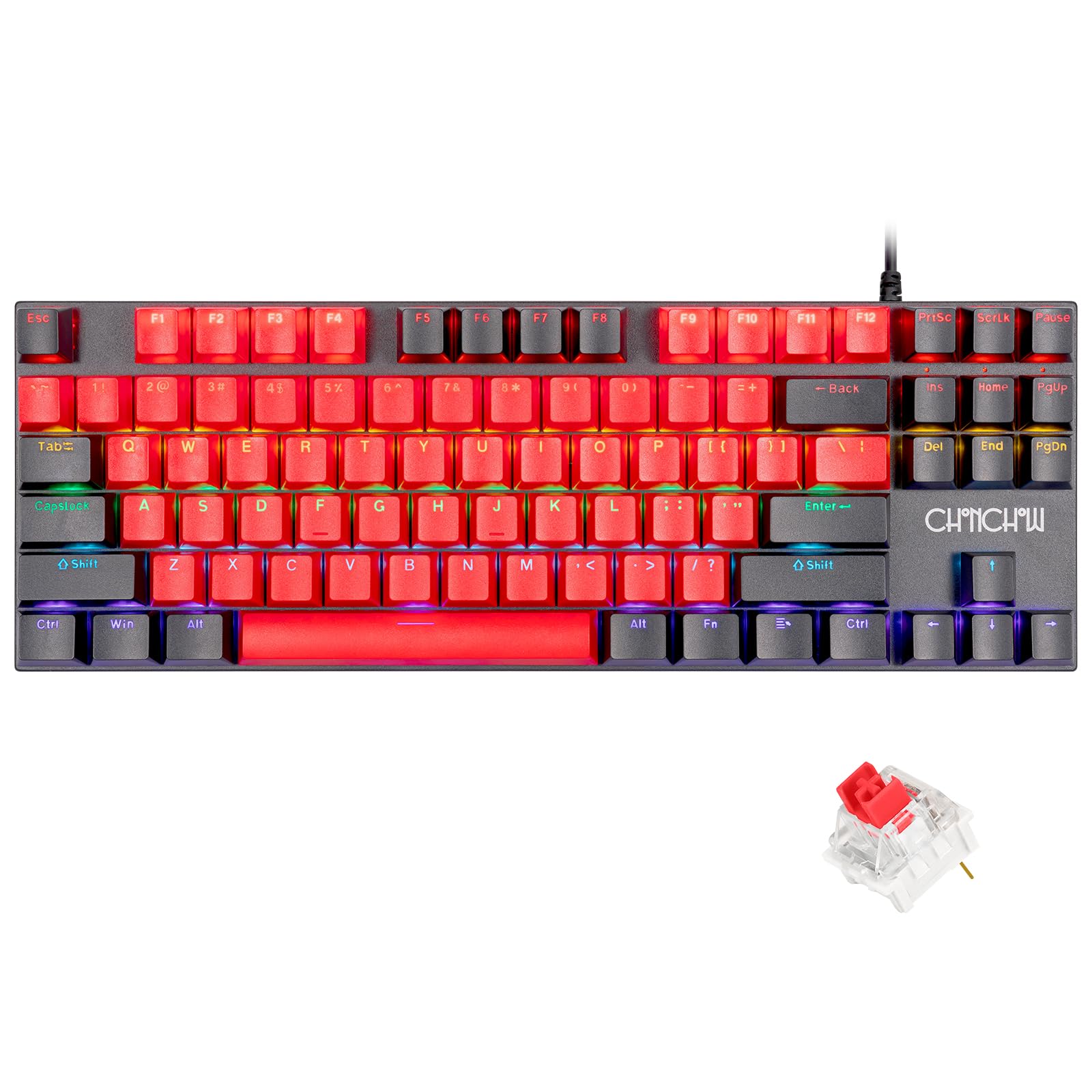 ゲーミングキーボード メンブレン ブラック レッド メンブレン