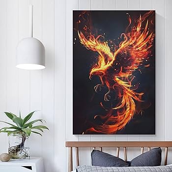 Amazon.com: QEOPGNE Fire Bird Flamebird Phoenix Rising Cool Poster