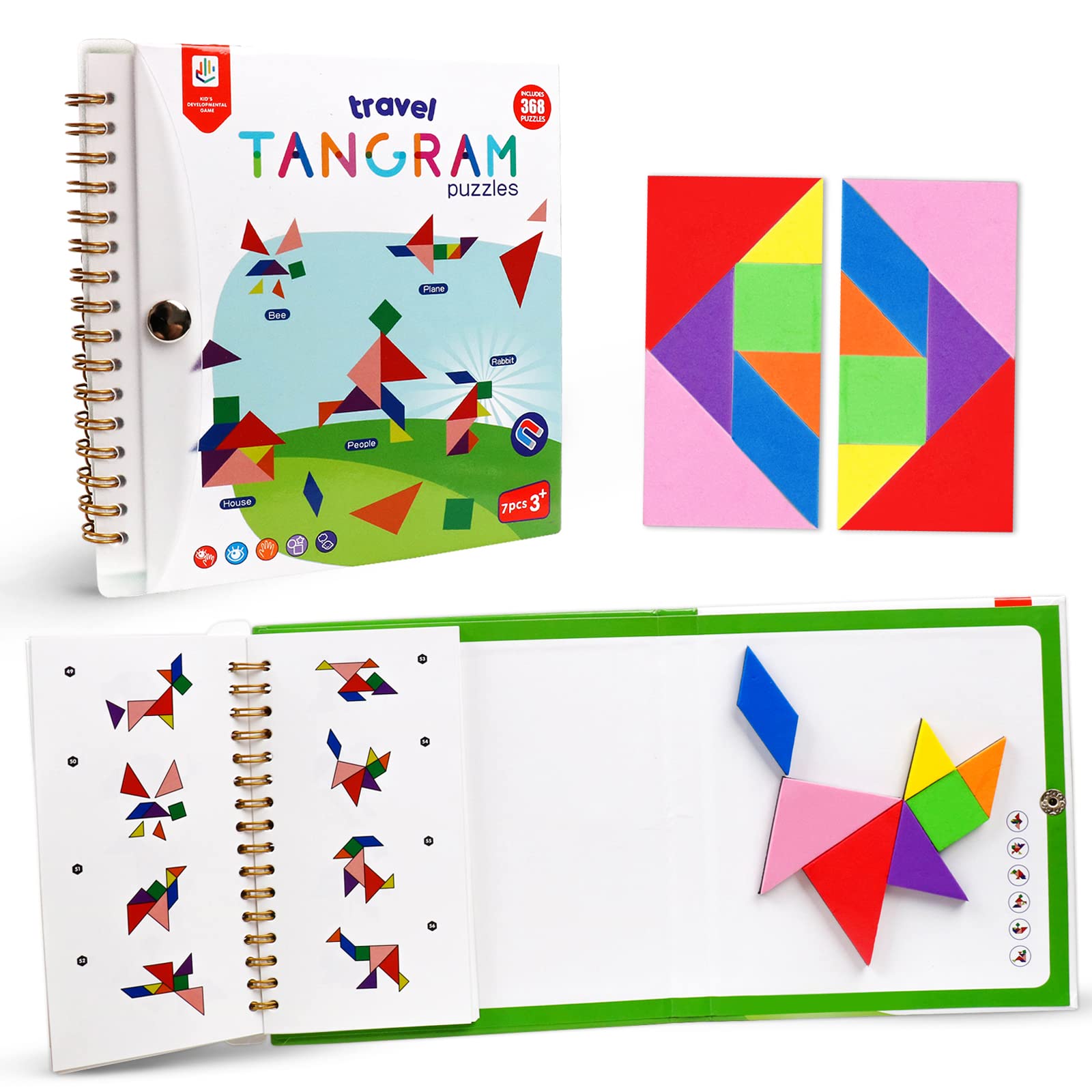 Amazon.com: USATDD Travel Tangram Puzzle with 2 Set, Magnetic