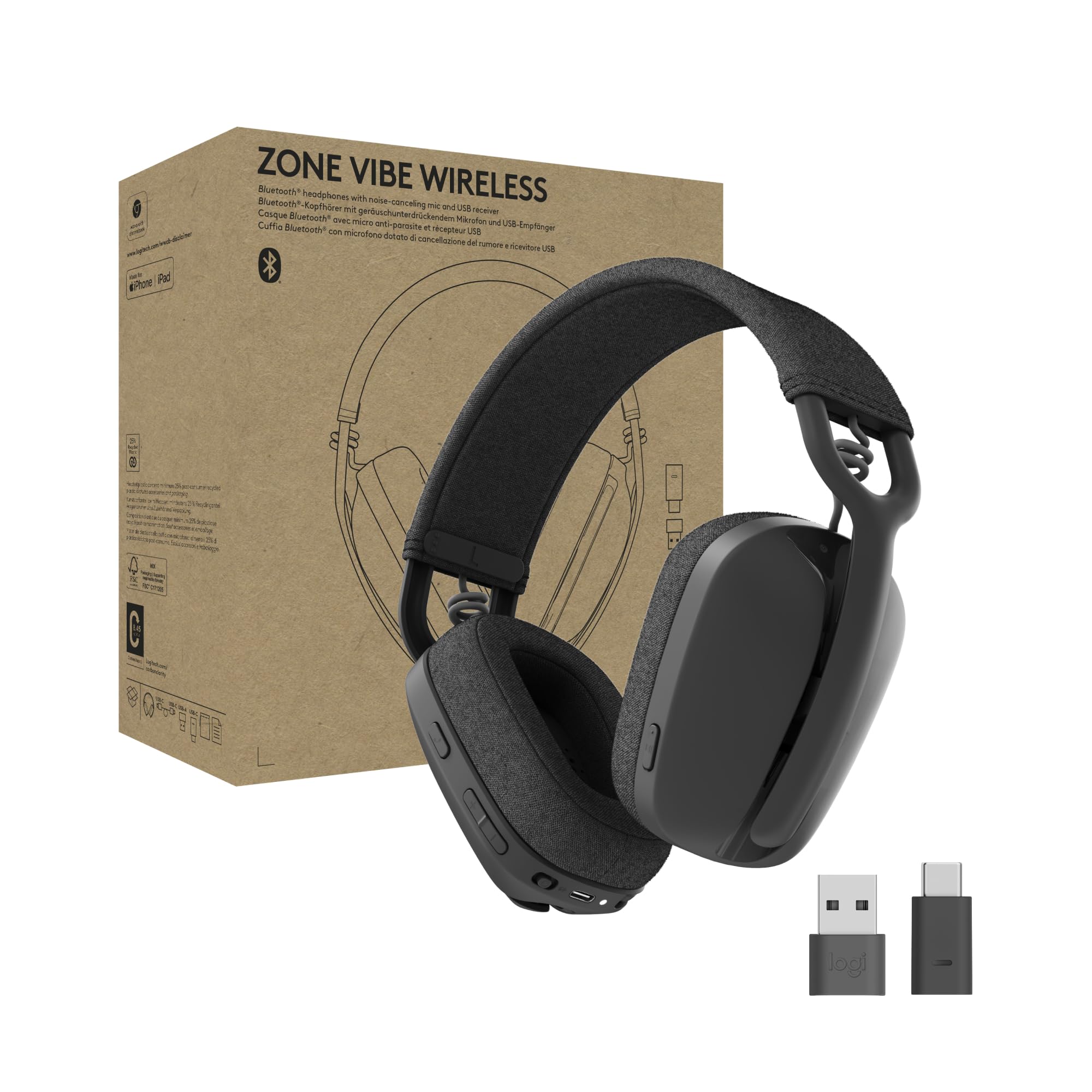 Amazon.com: Logitech Zone Vibe Wireless Bluetooth Headphones with