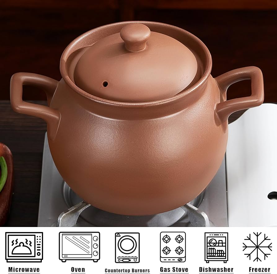 Amazon.com: Red Zisha Unglazed Earthen Cookware Stock Pot, Natural