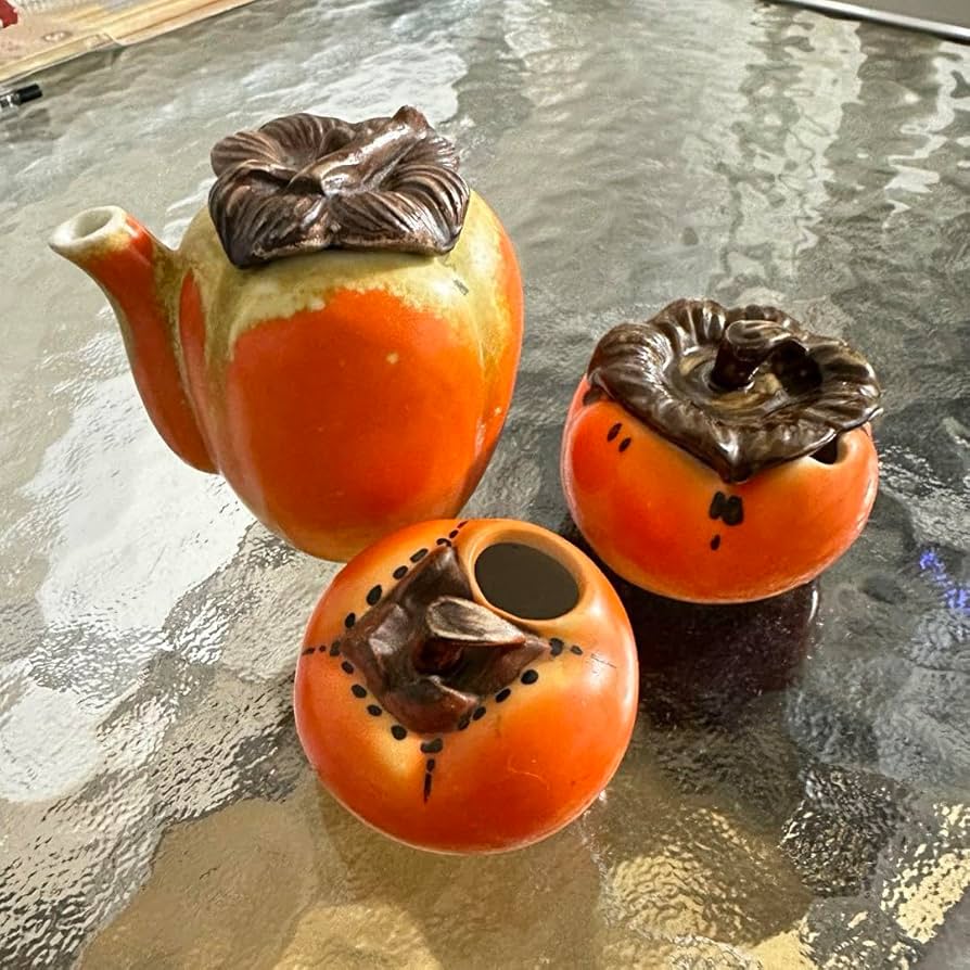 Amazon.co.jp: 有田焼 実山 柿の容器、醤油差し 調味料入り 爪楊枝入り