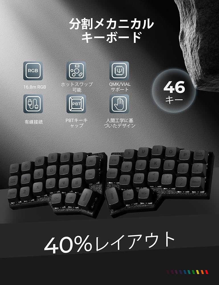 Amazon | YIVU CORNE V4 分离式キーボード メカニカル 读写 40% 3x6