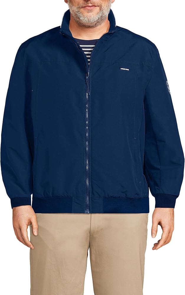 Lands' End Mens Squall Classic Bomber Jacket Deep Sea Navy Regular
