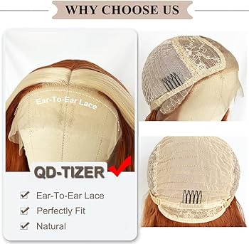 Amazon.com : QD-Tizer Ginger Orange Wig with Blonde Highlights
